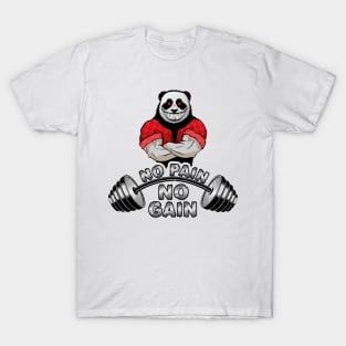 Art barbell and strong evil panda. T-Shirt